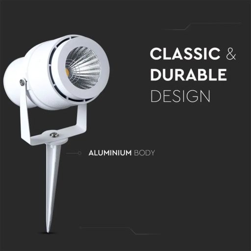 V-TAC LED 12W leszúrható kerti lámpa - fehér - 3000K - 217547