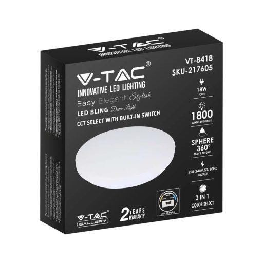 V-TAC LED mennyezeti lámpa tejfehér búrával 18W 3 az 1-ben - 217605 Akciós