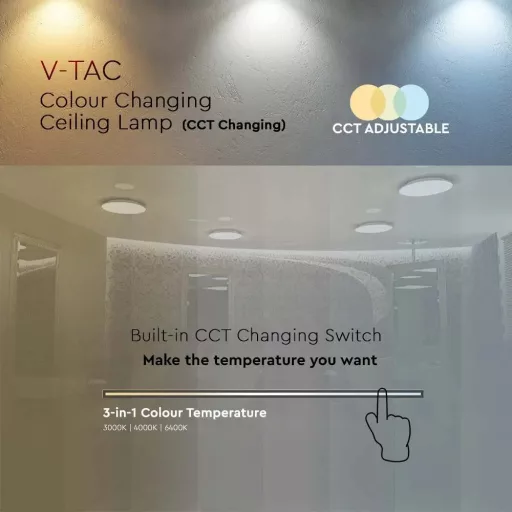V-TAC LED mennyezeti lámpa tejfehér búrával 36W 3 az 1-ben - 217609