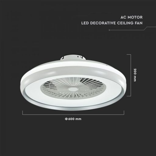 V-TAC 45W Mennyezeti ventilátor RF távirányítóval CCT LED Lámpa - 217935