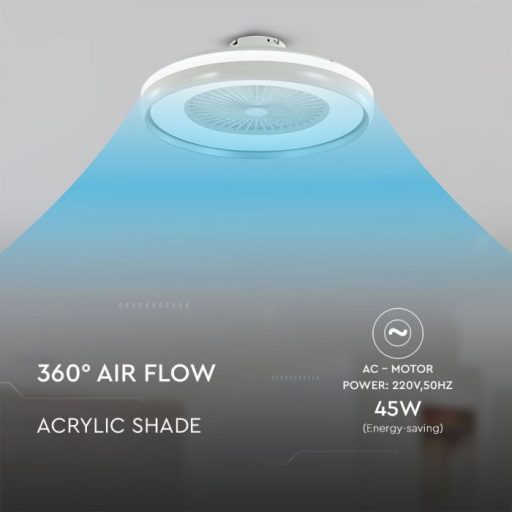 V-TAC 45W Mennyezeti ventilátor RF távirányítóval CCT LED Lámpa - 217935