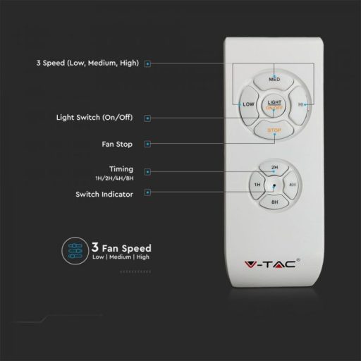 V-TAC 45W Mennyezeti ventilátor RF távirányítóval CCT LED Lámpa - 217935