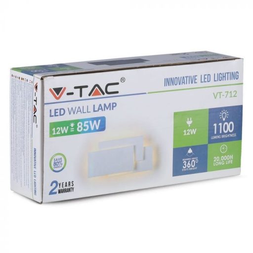 V-TAC 12W LED Fali lámpa fehér színű 3000K - 218202