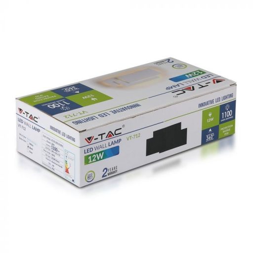V-TAC 11W LED Fali lámpa fekete színű 3000K - 218204