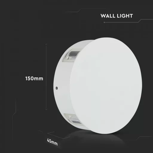 V-TAC 4W led fali lámpatest kerek, fehér 4000K - IP65 - 218214