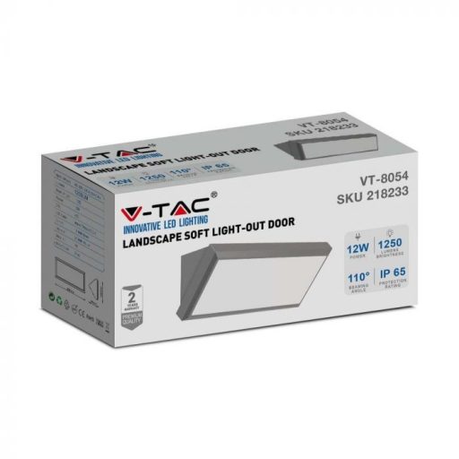V-TAC 12W LED kültéri lámpa IP65 szürke színű 4000K - 218234