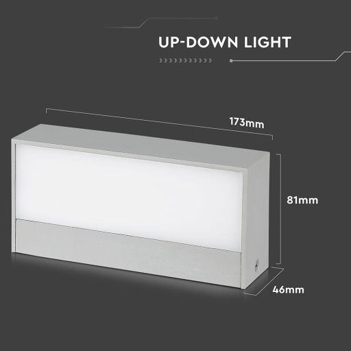 V-TAC 9W LED Fel/Le világító kültéri lágy fény IP65 szürke színű 3000K - 218239