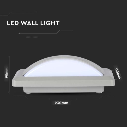 V-TAC 12W LED Fali lámpa lágy fényű IP65 szürke színű 4000K - 218246