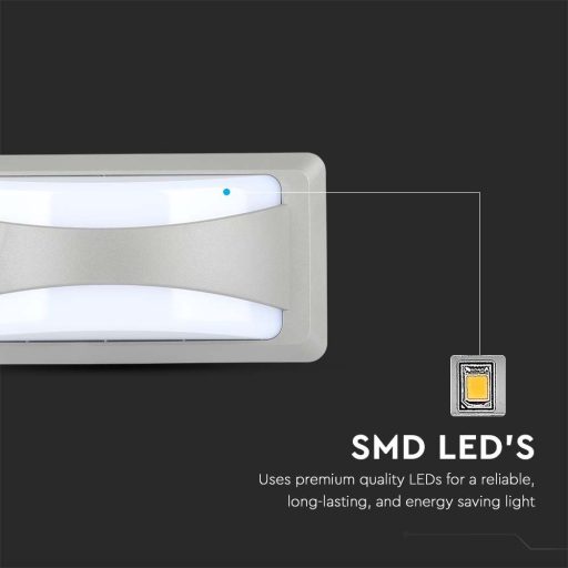 V-TAC 12W LED Fali lámpa lágy fényű IP65 szürke színű 4000K - 218246