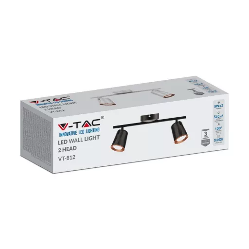 V-TAC LED 12W mennyezeti lámpa fekete - 3000K - 218255