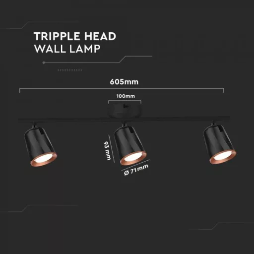 V-TAC LED 15W mennyezeti lámpa fekete  - 4000K - 218261