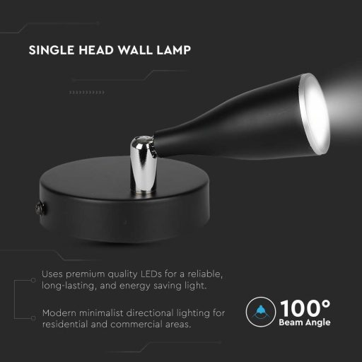 V-TAC LED 4.5W mennyezeti lámpa fekete  - 3000K - 218263