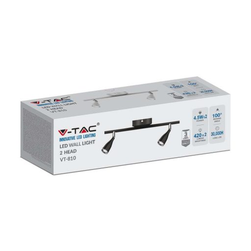 V-TAC 9W led spot lámpa - fekete - 4000K - 218269
