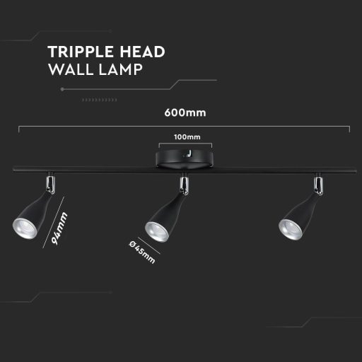 V-TAC 13.5W led spot lámpa - fekete - 4000K - 218273