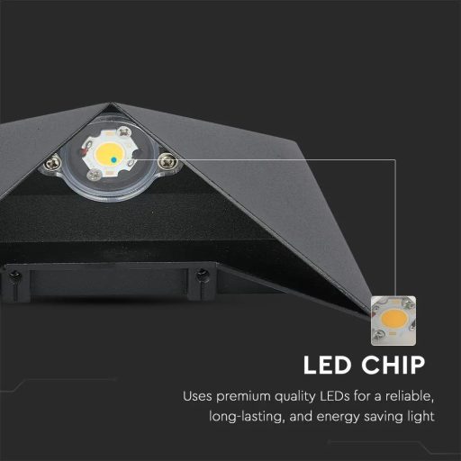 V-TAC LED fali lámpatest 5W fekete 3000K - IP65 - 218282