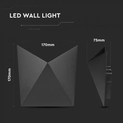V-TAC LED fali lámpatest 5W fekete 4000K - IP65 - 218283