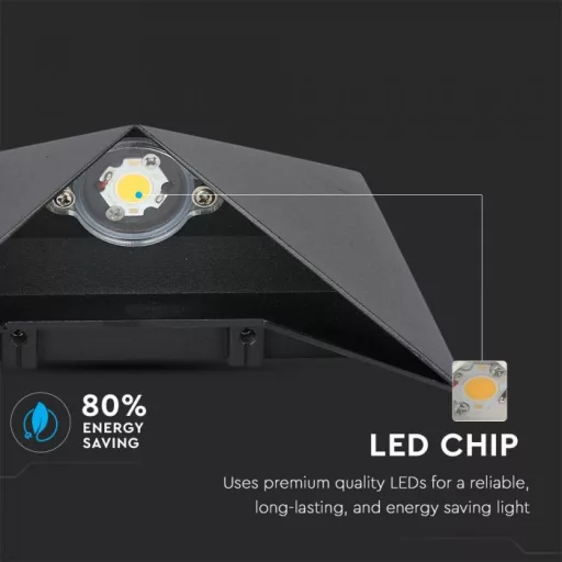V-TAC LED fali lámpatest 5W fekete 4000K - IP65 - 218283