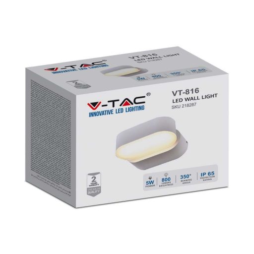 V-TAC LED fali lámpatest 5W fehér 3000K - IP65 - 218286