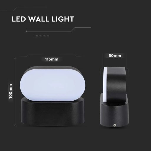 V-TAC LED fali lámpatest 5W fekete 4000K - IP65 - 218288
