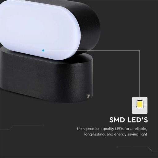 V-TAC LED fali lámpatest 5W fekete 4000K - IP65 - 218288