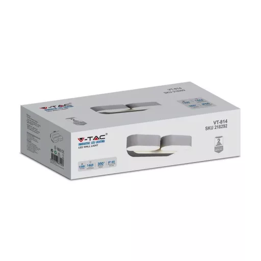 V-TAC 10W LED Fali lámpa mozgatható fehér színű 3000K - IP65 - 218292
