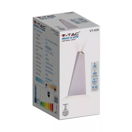V-TAC LED fali lámpatest 6W fehér 3000K - IP65 - 218295