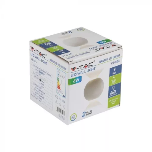 V-TAC 4W LED Fali világítás IP65 fehér színű kerek 3000K - 218301