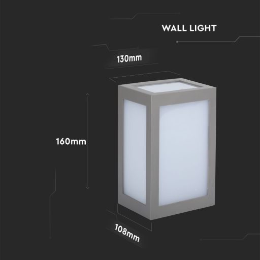 V-TAC 12W LED Fali lámpa szürke színű 3000K - IP65 - 218337