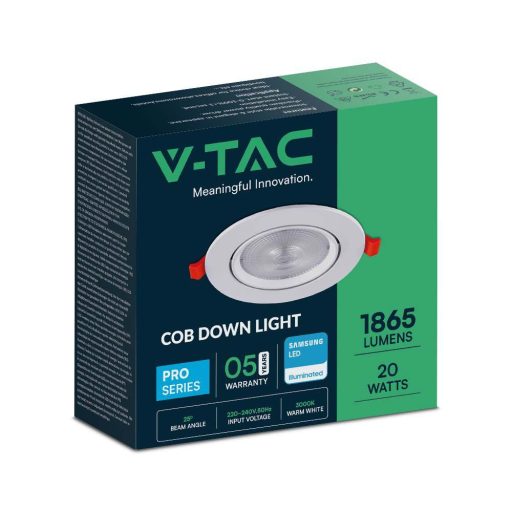 V-TAC LED billenthető mennyezeti lámpa 20W Samsung chip 4000K - 21843