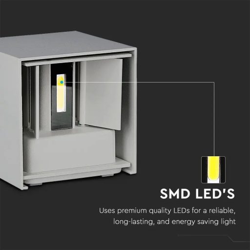 V-TAC 11W LED Fali lámpa Bridgelux Chip szürke színű négyzet alakú 3000K - IP65 - 218531