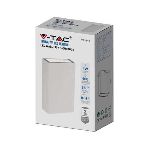 V-TAC 4W LED Fali lámpa fehér színű 3000K - IP65 - 218560