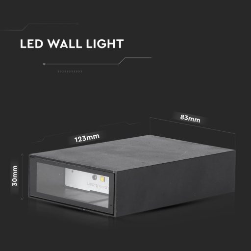 V-TAC 4W LED Fali lámpa fekete színű 3000K - IP65 - 218561