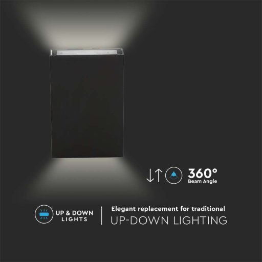 V-TAC 4W LED Fali lámpa fekete színű 3000K - IP65 - 218561