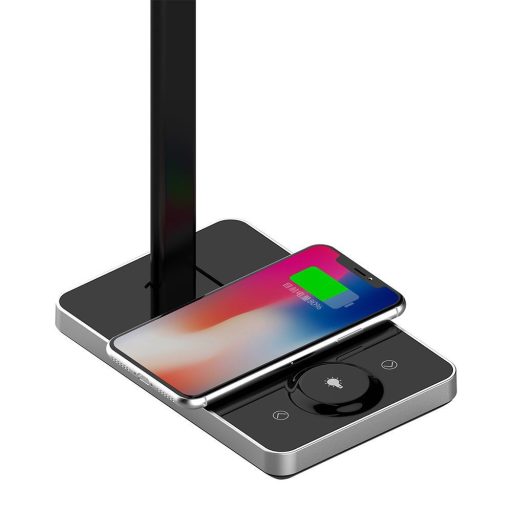 V-TAC LED asztali lámpa 7W 3 az 1-ben vezeték nélküli telefon töltővel - fekete - 218602