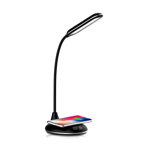 V-TAC LED asztali lámpa 4W 3 az 1-ben vezeték nélküli telefon töltővel - fekete - 218604