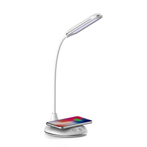 V-TAC LED asztali lámpa 4W 3 az 1-ben vezeték nélküli telefon töltővel - fehér - 218605