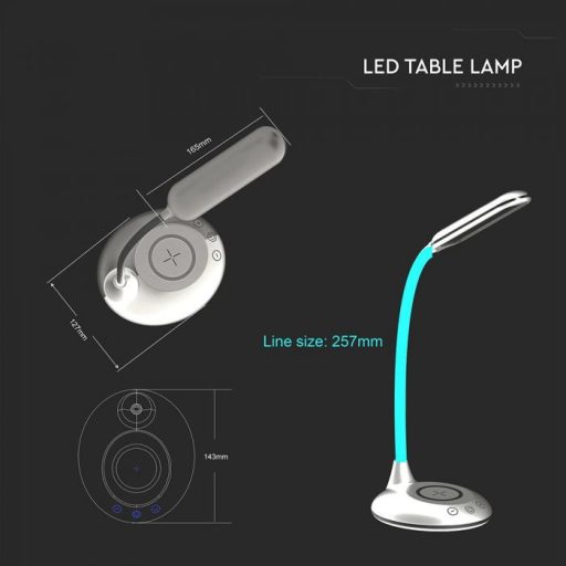 V-TAC LED asztali lámpa 4W 3 az 1-ben vezeték nélküli telefon töltővel - fehér - 218605