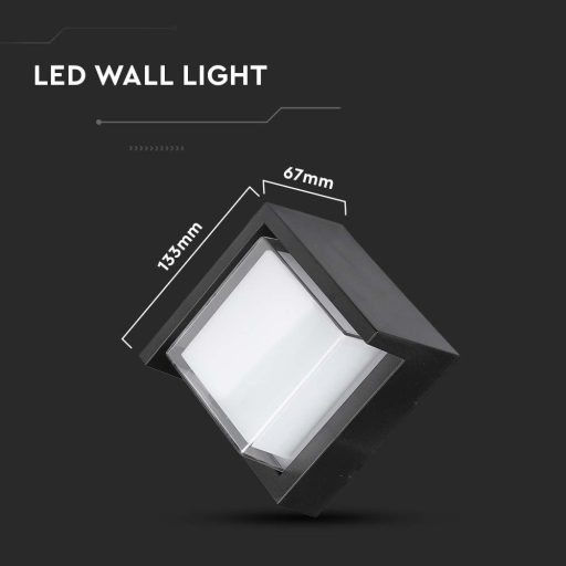 V-TAC LED Fali világítás négyzet forma 7W IP65 3000K - fekete - 218610