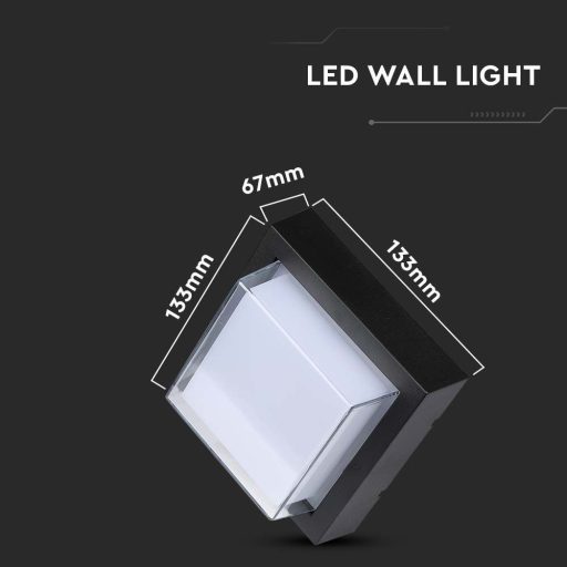 V-TAC LED Fali világítás négyzet forma 7W IP65 3000K - fekete - 218612