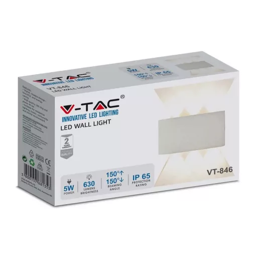 V-TAC 6W LED Fali lámpa IP54 fehér 3000K - 218613