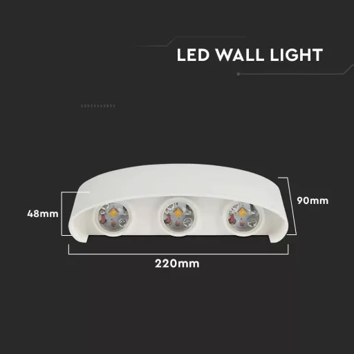 V-TAC 6W LED Fali lámpa IP54 fehér 3000K - 218613