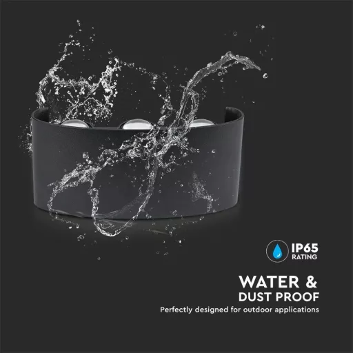V-TAC 6W LED Fali lámpa IP54 fekete 3000K - 218615