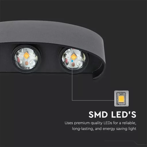 V-TAC 7W LED Fali lámpa IP54 fekete 4000K - 218620