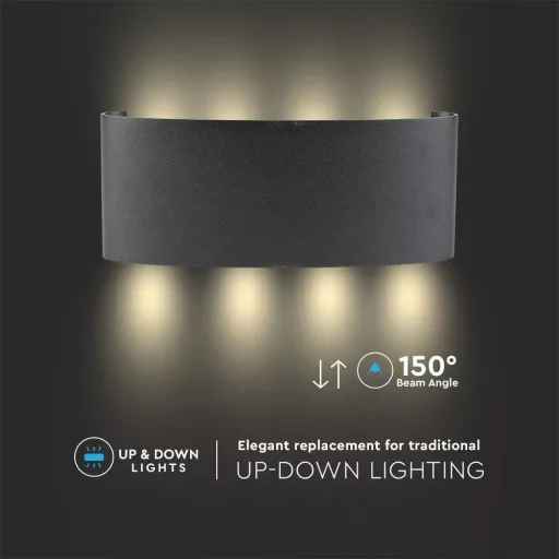 V-TAC 7W LED Fali lámpa IP54 fekete 4000K - 218620
