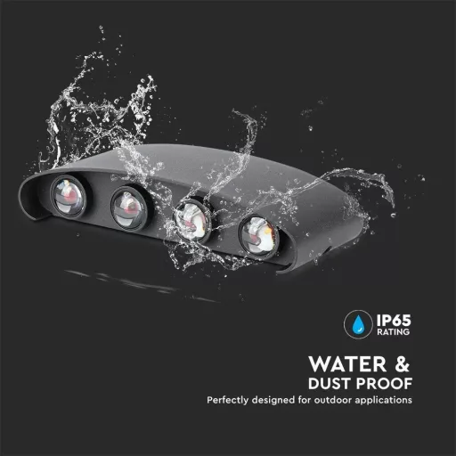 V-TAC 7W LED Fali lámpa IP54 fekete 4000K - 218620