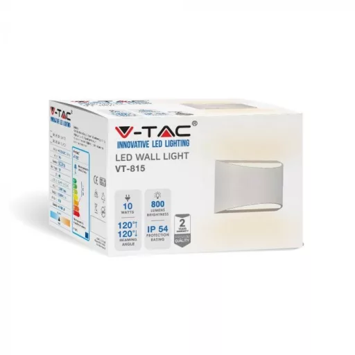 V-TAC LED Fali lámpa 10W IP54 4000K - fehér - 218683