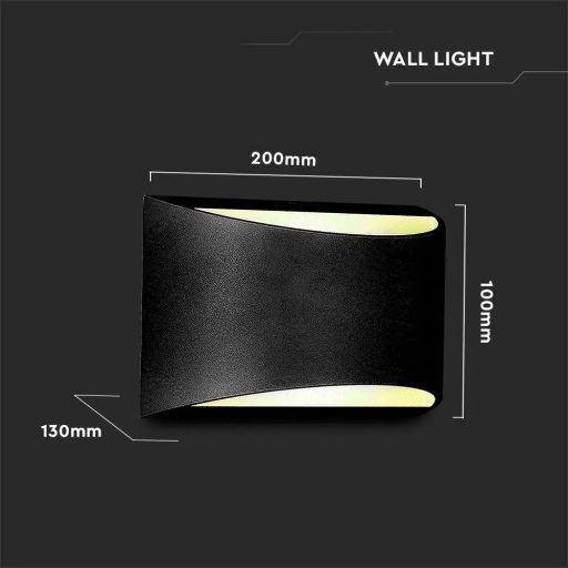 V-TAC LED Fali lámpa 9W IP54 4000K - fekete - 218684