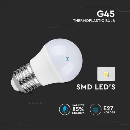 V-TAC LED izzó  E27 G45 6.5W 180° 6500K kisgömb (Samsung Chip) - 21868