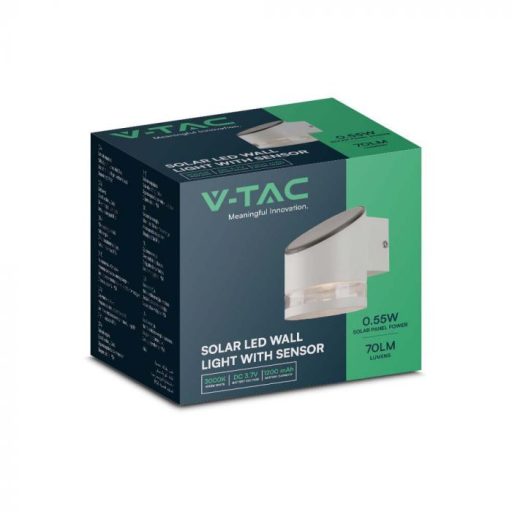V-TAC LED Napelemes (Solar) mikrohullámú fali lámpa 0.55W 3000K - 23014