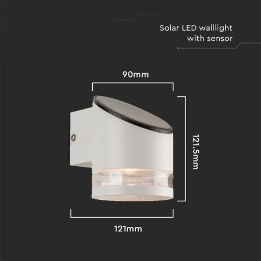 V-TAC LED Napelemes (Solar) mikrohullámú fali lámpa 0.55W 3000K - 23014
